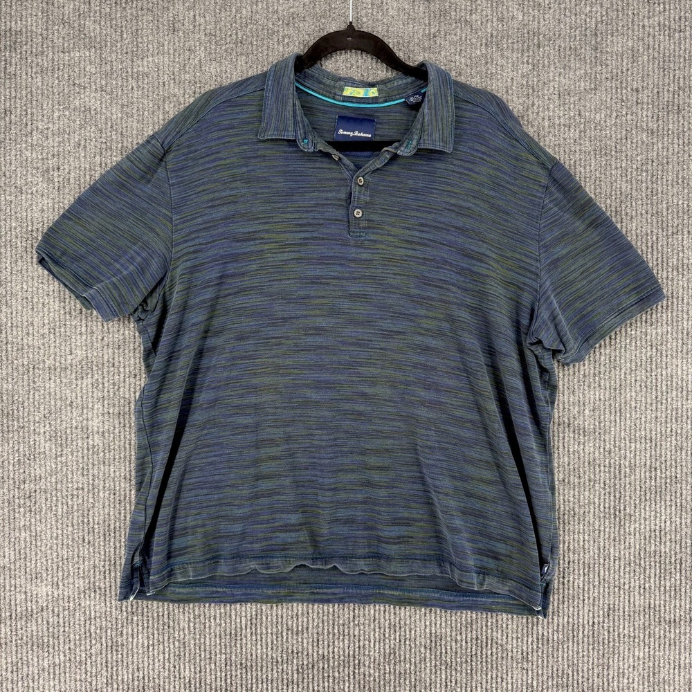 Tommy Bahama silk blend polo shirt mens XL Tall golf quiet luxury resortwear